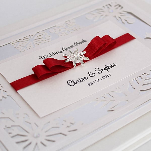 Personalised & Boxed Diamante Snowflake Wedding Guest Book Any colour 