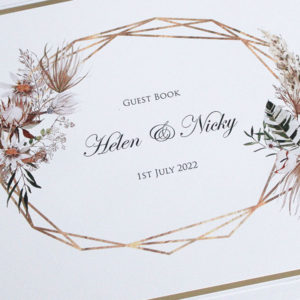 Printed details of the boho guest book