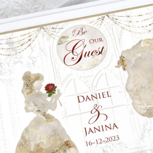 Gold and white wedding guest book