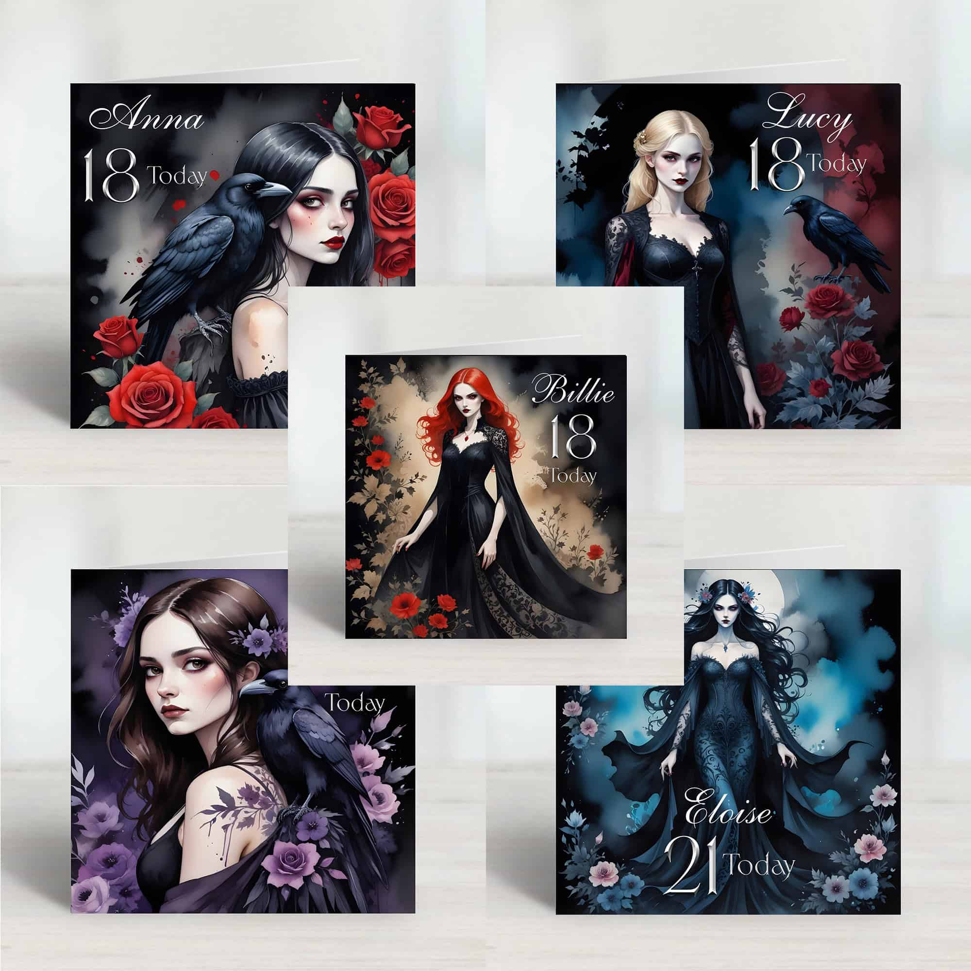 Biglietto D'auguri Personalizzato Gothic Creation Art Con Rosa E Teschio - Foto 3
